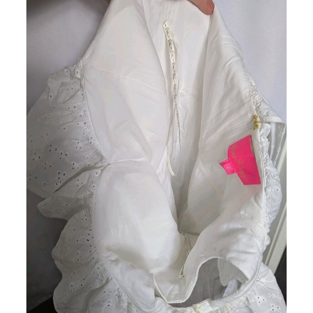 Lilly Pulitzer Emie Dress Resort White Ditsy Vine Eyelet Ruffle Sweetheart Sz 8 - Picture 8 of 11